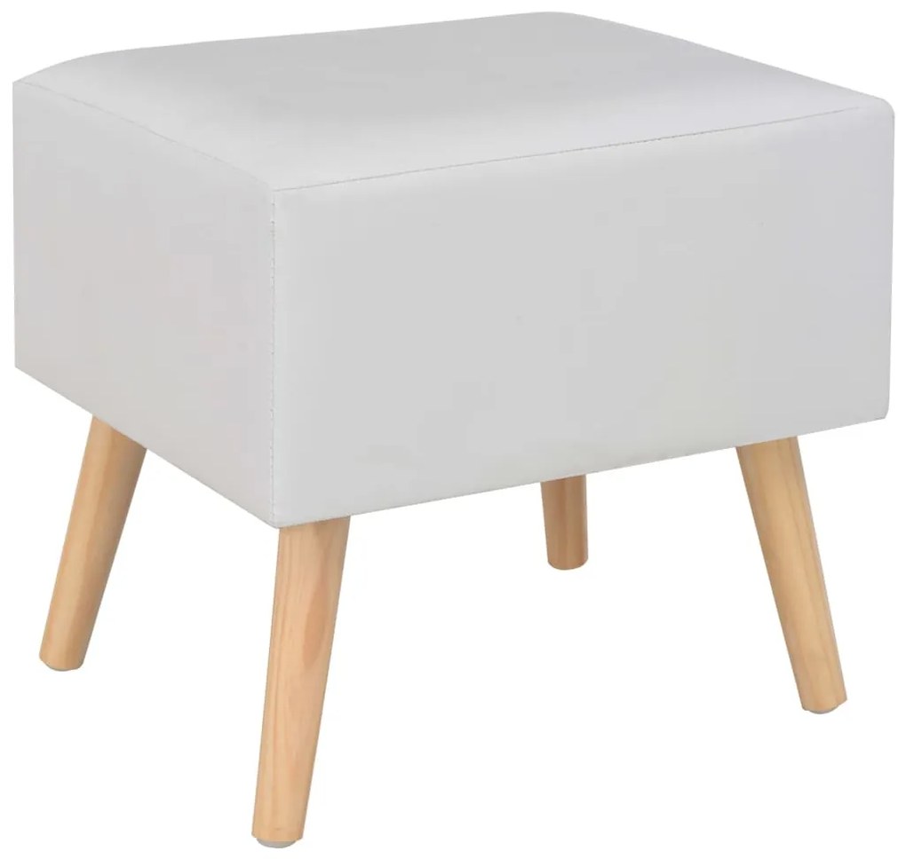 vidaXL Κομοδίνο Λευκό 40 x 35 x 40 εκ. από Συνθετικό Δέρμα
