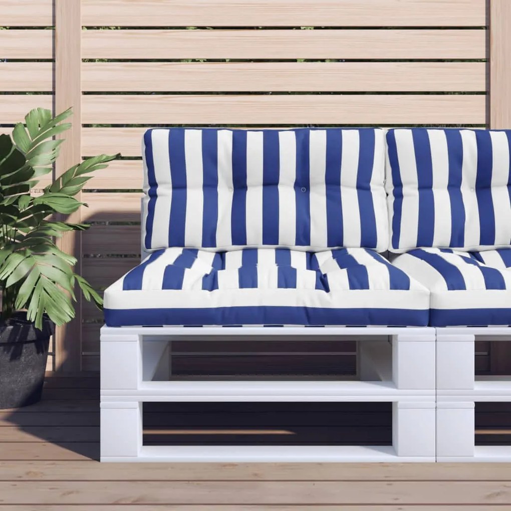 vidaXL Μαξιλάρι Παλέτας Μπλε & Λευκό Ριγέ 80 x 40 x 12 εκ. Υφασμάτινο