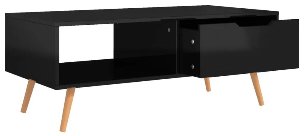 vidaXL Τραπεζάκι Σαλονιού Γυαλιστερό Μαύρο 100x49,5x43 εκ. Επ Ξύλο