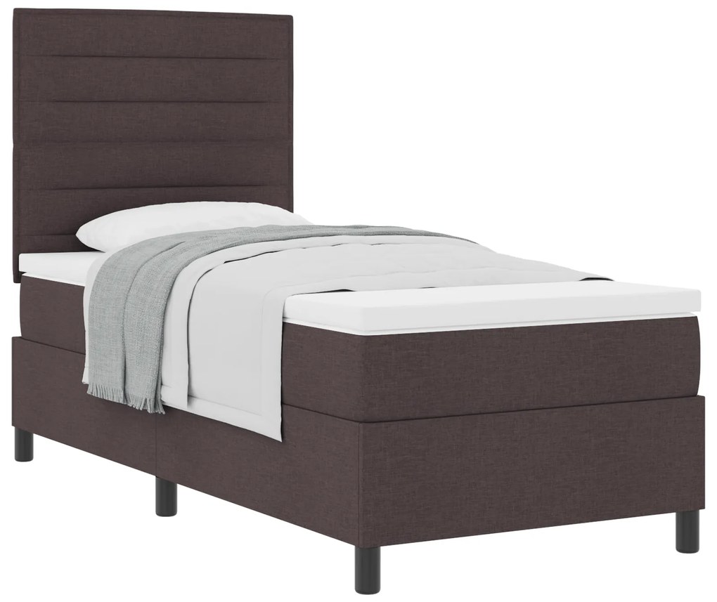 vidaXL Κρεβάτι Με Σπαστό Στρώμα Σκούρο Καφέ 90x200 cm Ύφασμα