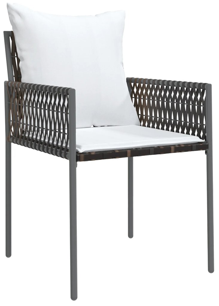 vidaXL Σετ κήπου  3 τμχ με καφέ μαξιλάρια από πολυ rattan.