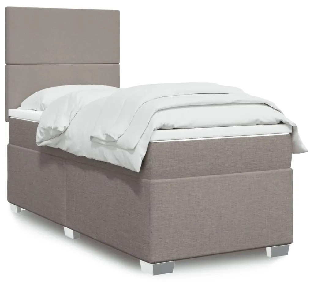 Κρεβάτι Boxspring με Στρώμα Taupe 90x200 εκ. Υφασμάτινο