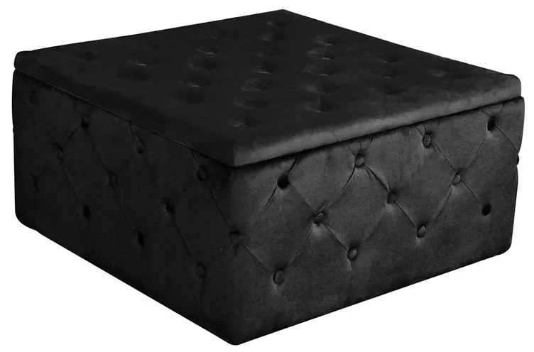WOODWELL TIBOR Σκαμπό Αποθηκευτικό, Ύφασμα Velure Απόχρωση Μαύρο 80x80x41cm Ε7026,2