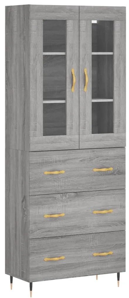 vidaXL Ντουλάπι Γκρι Sonoma 69,5 x 34 x 180 εκ. Επεξεργασμένο Ξύλο