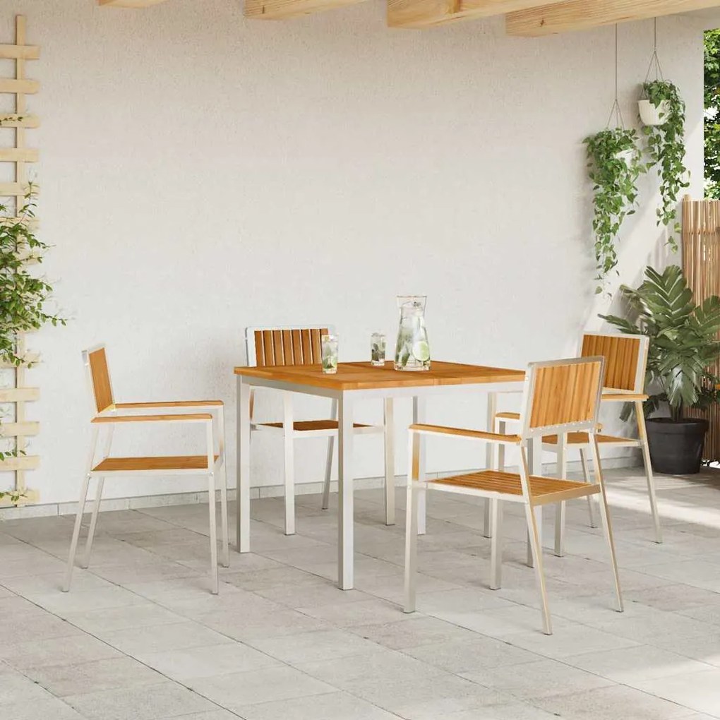 vidaXL Καρέκλα Κήπου 4 pcs Καφέ 56 x 54.5 x 87 εκ. Μασίφ ξύλο teak