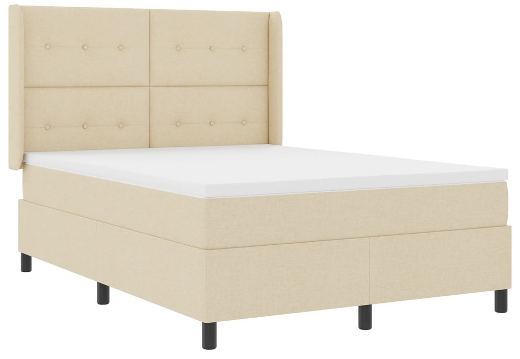 vidaXL Κρεβάτι με Στρώμα Cream 140x200 εκ Υφασμάτινο