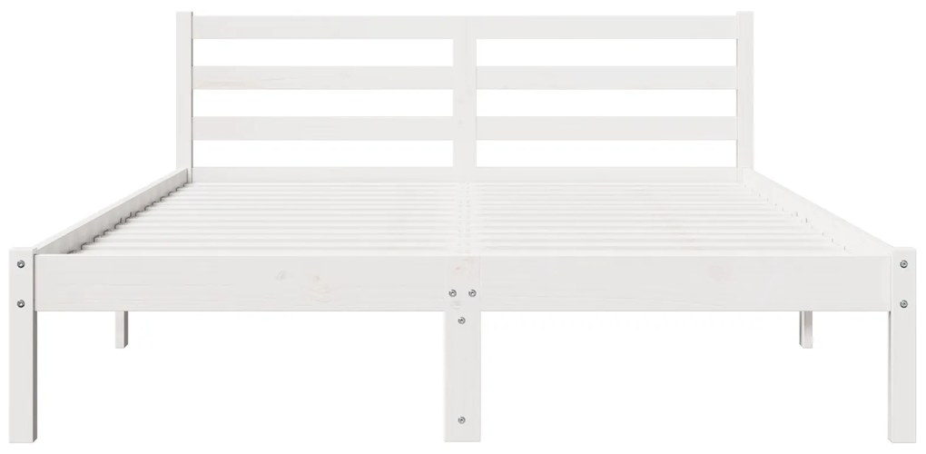 vidaXL Κρεβάτι με Κεφαλάρι Λευκό 160x220 εκ. Μασίφ Ξύλο Πεύκου
