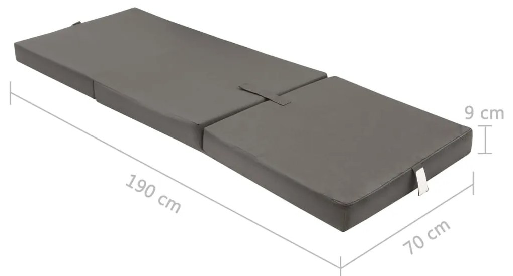 vidaXL 282826 Trifold Foam Mattress 190 x 70 x 9 cm Grey