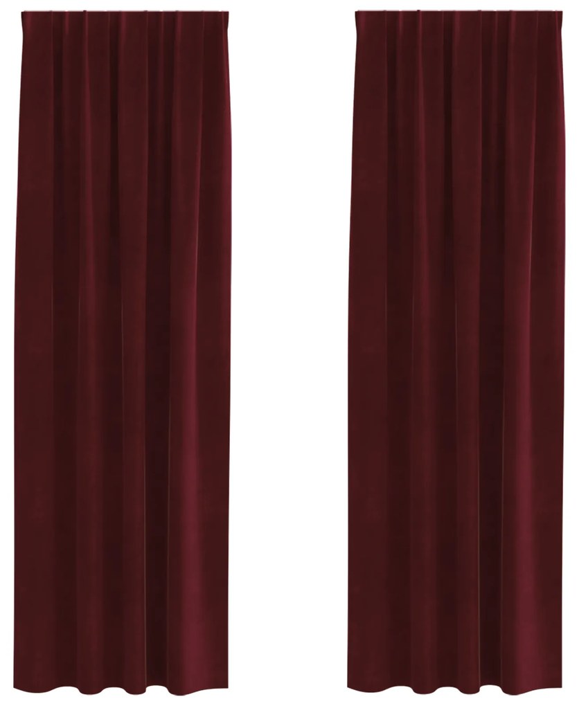 vidaXL Κουρτίνες με κουρτίνες 2 pcs Μπορντό 140 x 225 cm Βελούδο