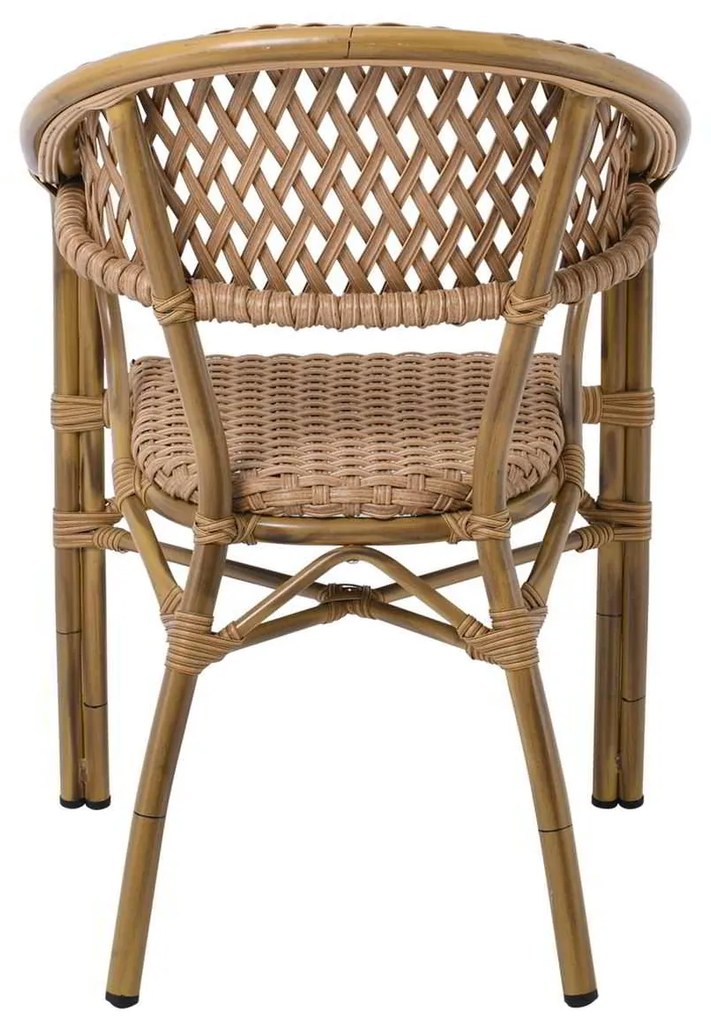 Rattan VEGERA Πολυθρόνα ALU &amp; Wicker Φυσικό 57x59x84cm