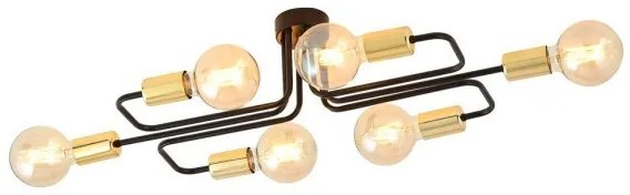 Φωτιστικό Οροφής 6xE27 Ατσάλι VEKEN 6Α Made in Poland Emibig-1175/6A-Μαύρο-Χρυσό 1175/6A
