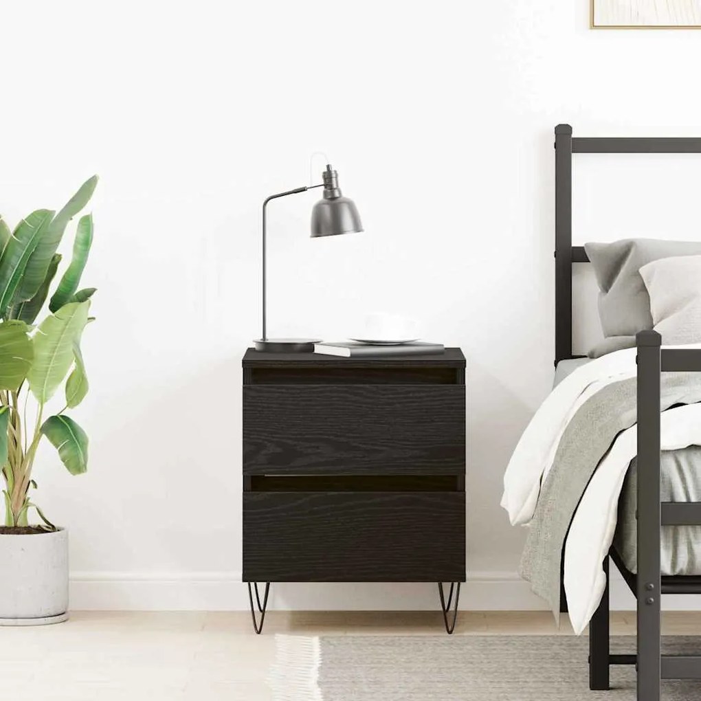vidaXL Κομοδίνο Μαύρη δρυς 40 x 35 x 50 εκ. Επεξεργασμένο ξύλο