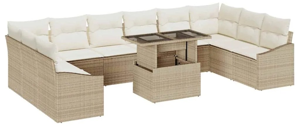 vidaXL Σετ Καναπέ Κήπου 11 pcs μπεζ και κρεμ 100 x 55 x 73 εκ