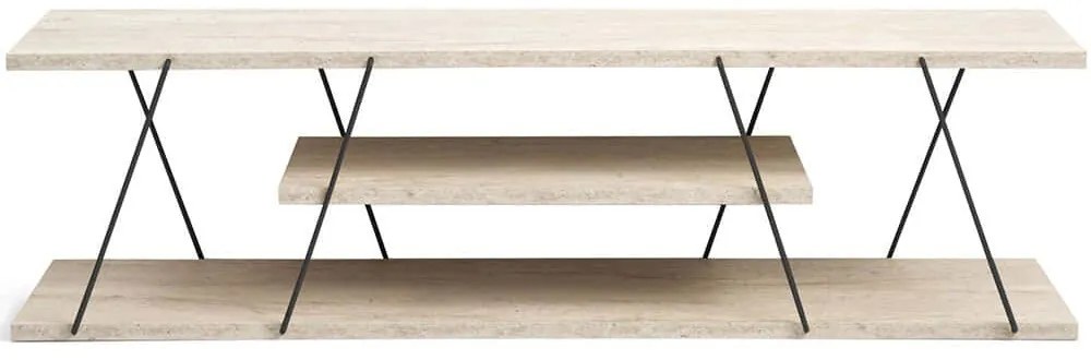 Έπιπλο Τηλεόρασης Canaz 854KLN3087 120x30x33cm Travertine Beige-Black