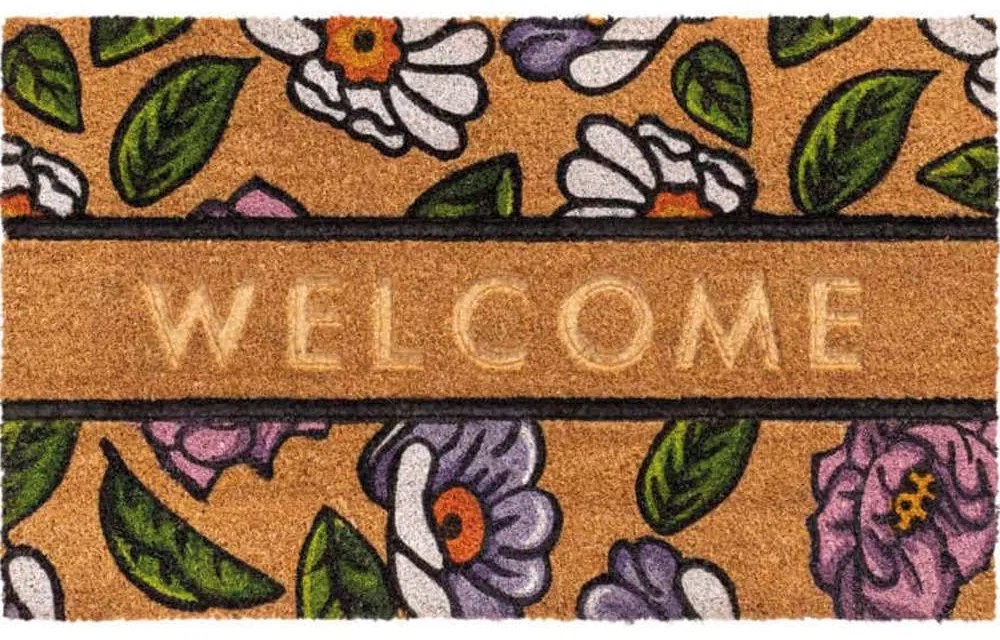 Πατάκι Εισόδου Ruco Style Welcome Flowers Centre 009 45x75cm Beige-Multi Sdim 45X75