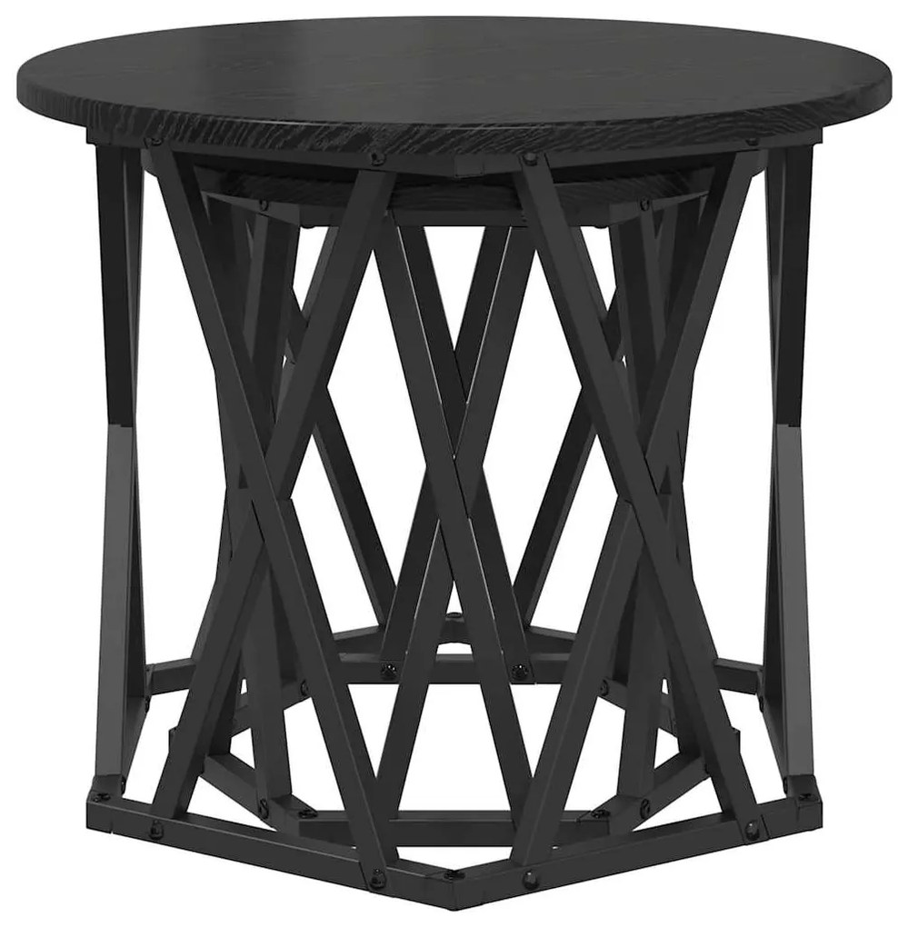 vidaXL Τραπεζάκι Πλευράς 2 pcs Μαύρη Οξυά Μηχανισμένο ξύλο και ατσάλι