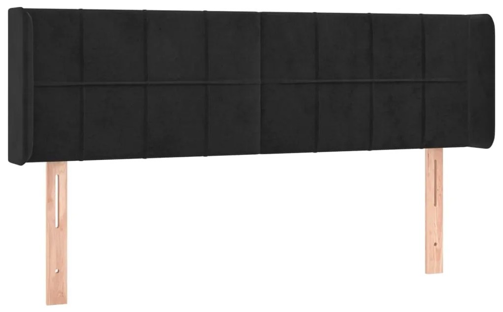 Κεφαλάρι Κρεβατιού LED Μαύρο 147x16x78/88 εκ. Βελούδινο - Μαύρο