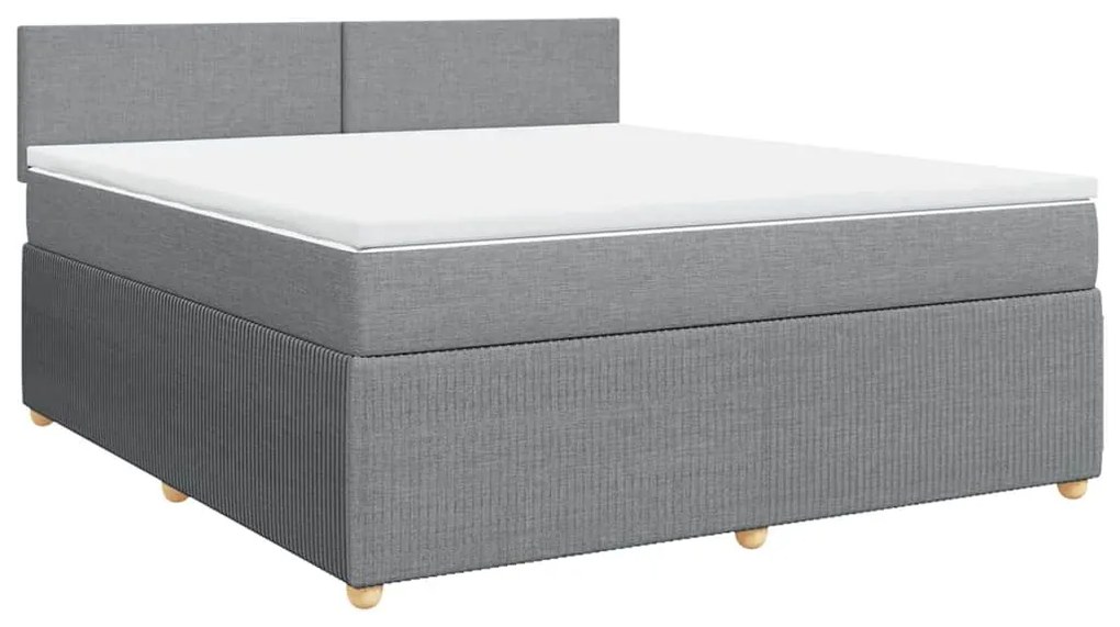 vidaXL Κρεβάτι Boxspring με Στρώμα Ανοιχτό Γκρι 180x200 εκ. Υφασμάτινο