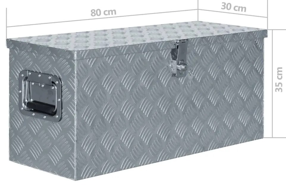 vidaXL Κουτί Αποθήκευσης Ασημί 80 x 30 x 35 εκ. Αλουμινίου