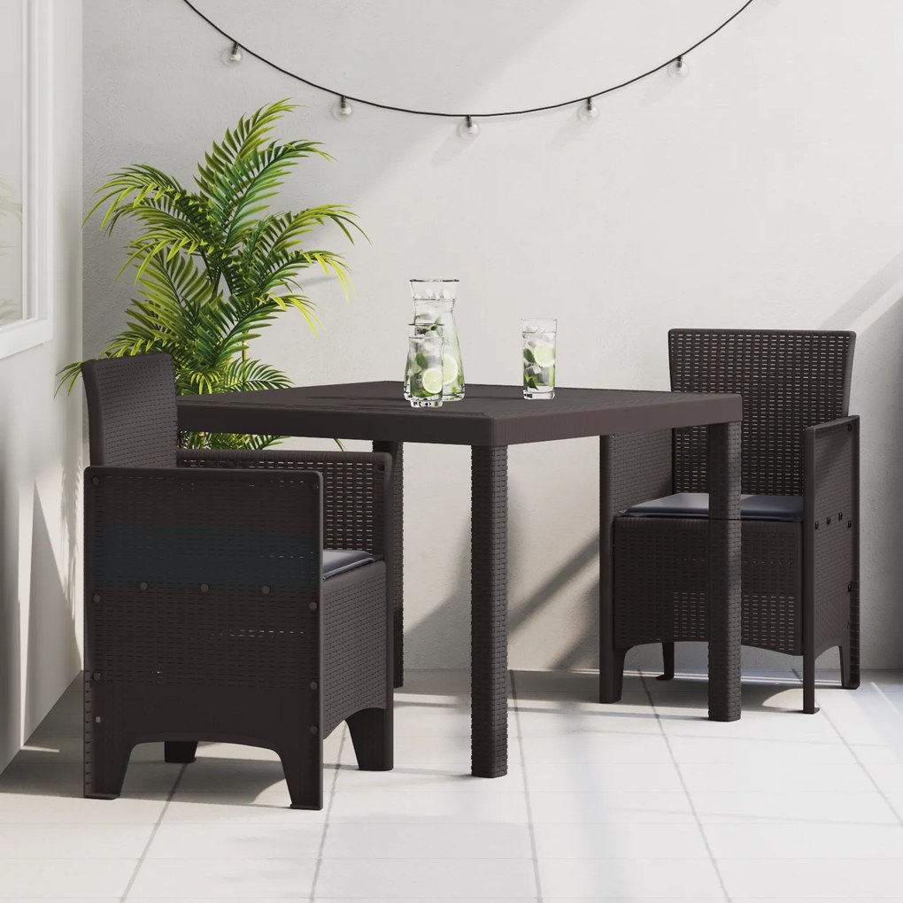 vidaXL Σετ Τραπεζαρίας Κήπου 3 pcs Καφέ 100 x 100 x 73 εκ