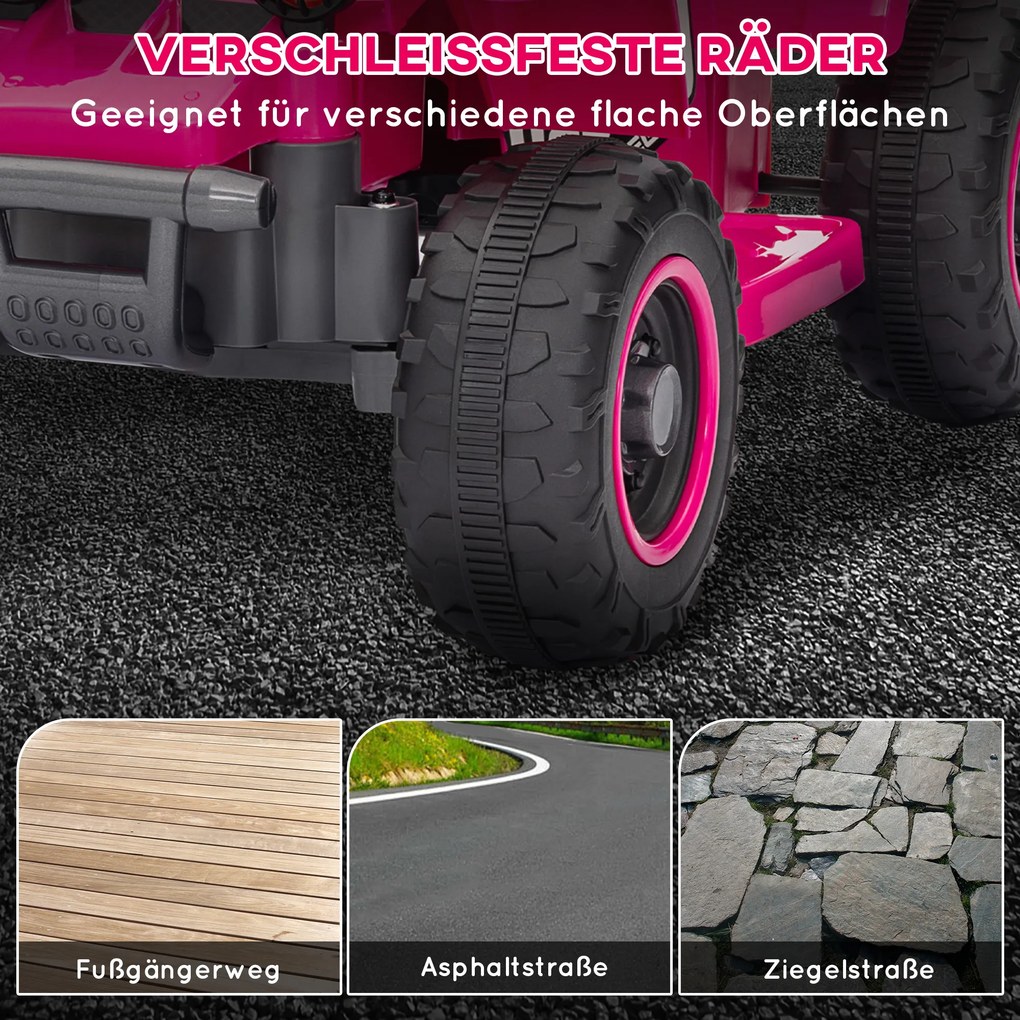 AIYAPLAY Ηλεκτρικό Τετράτροχο Ποδήλατο για Παιδιά, με μπαταρία, κίνηση εμπρός και πίσω, φώτα LED, 18-36 μηνών, Ροζ