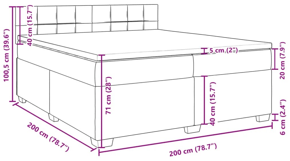 Κρεβάτι Boxspring με Στρώμα Μπλε 200x200 εκ. Βελούδινο - Μπλε