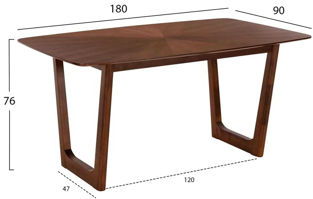 ΤΡΑΠΕΖΙ ΤΡΑΠΕΖΑΡΙΑΣ RINER ΟΡΘΟΓΩΝΙΟ HM9745 MDF ΜΕ ΚΑΠΛΑΜΑ ΚΑΡΥΔΙΑΣ 180x90x76εκ.