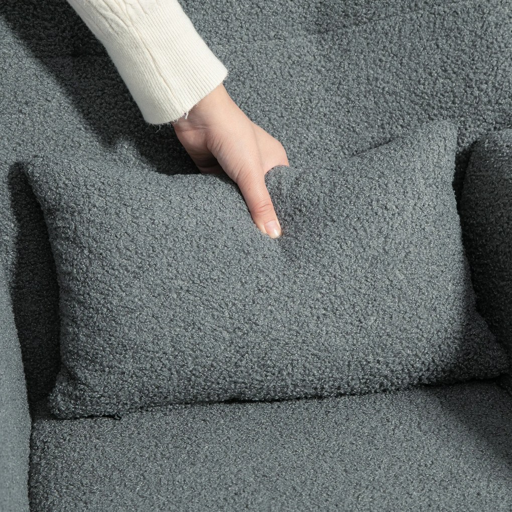 HOMCOM Κουνιστή Πολυθρόνα, Αφράτο Κάλυμμα, Οσφυϊκό Μαξιλάρι, Αντιολισθητικό, έως 120 kg, Γκρι