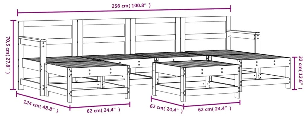 vidaXL Σαλόνι Κήπου Σετ 7 τεμ από Μασίφ Ξύλο Ψευδοτσούγκας