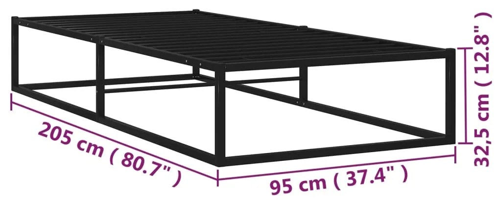 vidaXL Πλαίσιο Κρεβατιού Μαύρο 90 x 200 εκ. Μεταλλικό