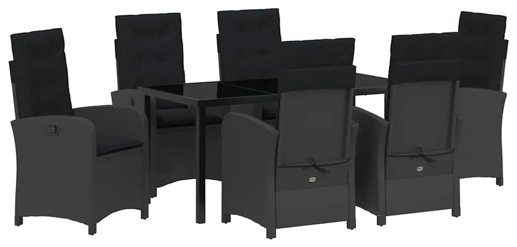vidaXL Σέτ φαγητού για κήπο 7 pcs Μαύρο συνθετικό ρατάν