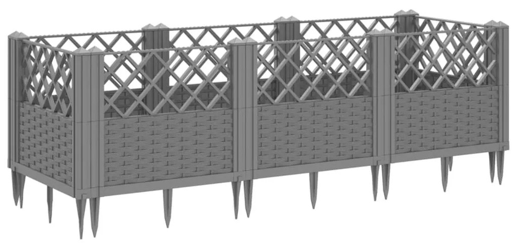 Ζαρντινιέρα με Πασσάλους Γκρι 123,5x43,5x43,5εκ. Πολυπροπυλένιο - Γκρι