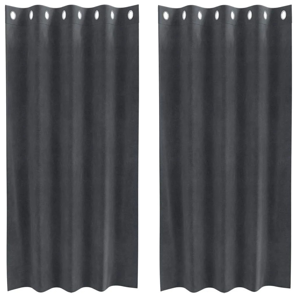 vidaXL Κουρτίνες με κουρτίνες 2 pcs Ανοιχτό γκρι 140 x 175 cm Βελούδο