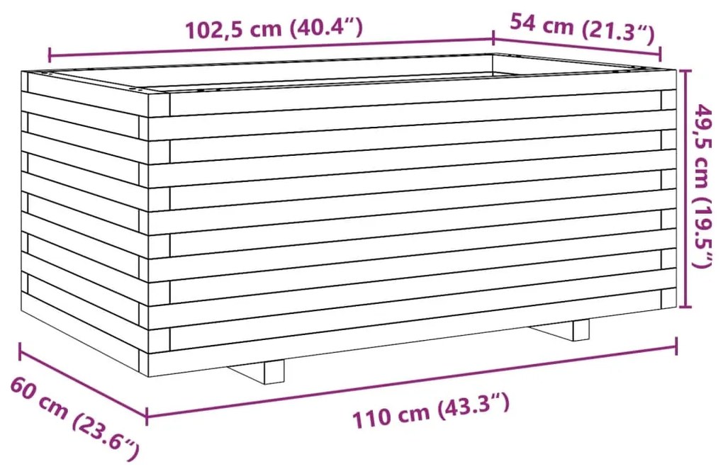 ΖΑΡΝΤΙΝΙΕΡΑ ΚΗΠΟΥ ΛΕΥΚΗ 110X60X49,5 ΕΚ. ΑΠΟ ΜΑΣΙΦ ΞΥΛΟ ΠΕΥΚΟΥ 3282570