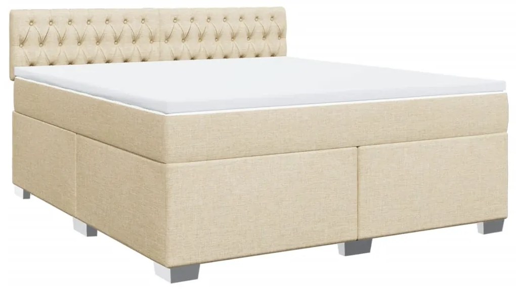 ΚΡΕΒΑΤΙ BOXSPRING ΜΕ ΣΤΡΩΜΑ ΚΡΕΜ 180X200 ΕΚ. ΥΦΑΣΜΑΤΙΝΟ 3285979