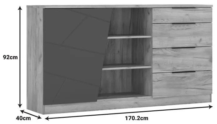 Μπουφές Phoebe σε sonoma - γκρι απόχρωση 170.2x40x92εκ 170.2x40x92 εκ.