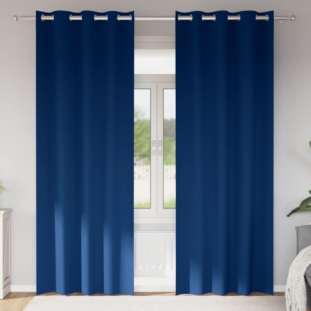 vidaXL Κουρτίνες 2 pcs Σκούρο Μπλε 225 x 140 εκ. Πολυεστέρας