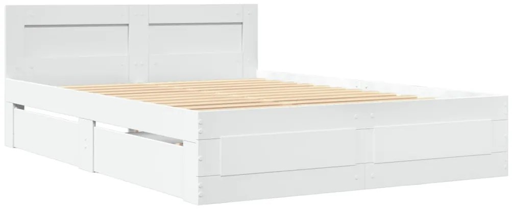 vidaXL Πλαίσιο Κρεβατιού με κεφαλάριου Λευκό 120x190 εκ Επεξεργ. Ξύλο