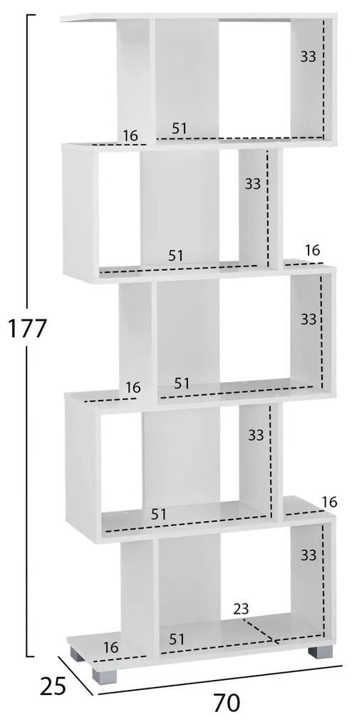 Βιβλιοθήκη C2385.04 Μελαμίνης Λευκή 70x25x177 εκ. 70x25x177 εκ.