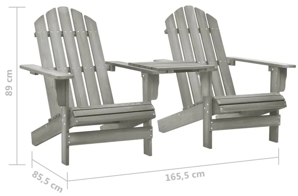 Καρέκλες Κήπου Adirondack με Τραπέζι Γκρι από Μασίφ Ξύλο Ελάτης - Γκρι