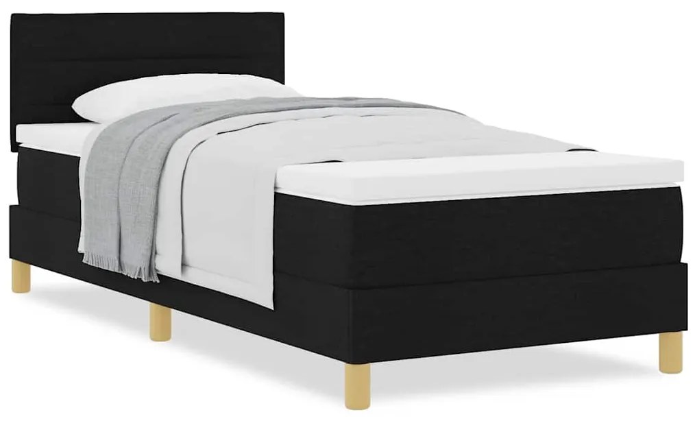 vidaXL Κρεβάτι box spring με στρώμα με στρώμα Μαύρο 90 x 190 cm ύφασμα