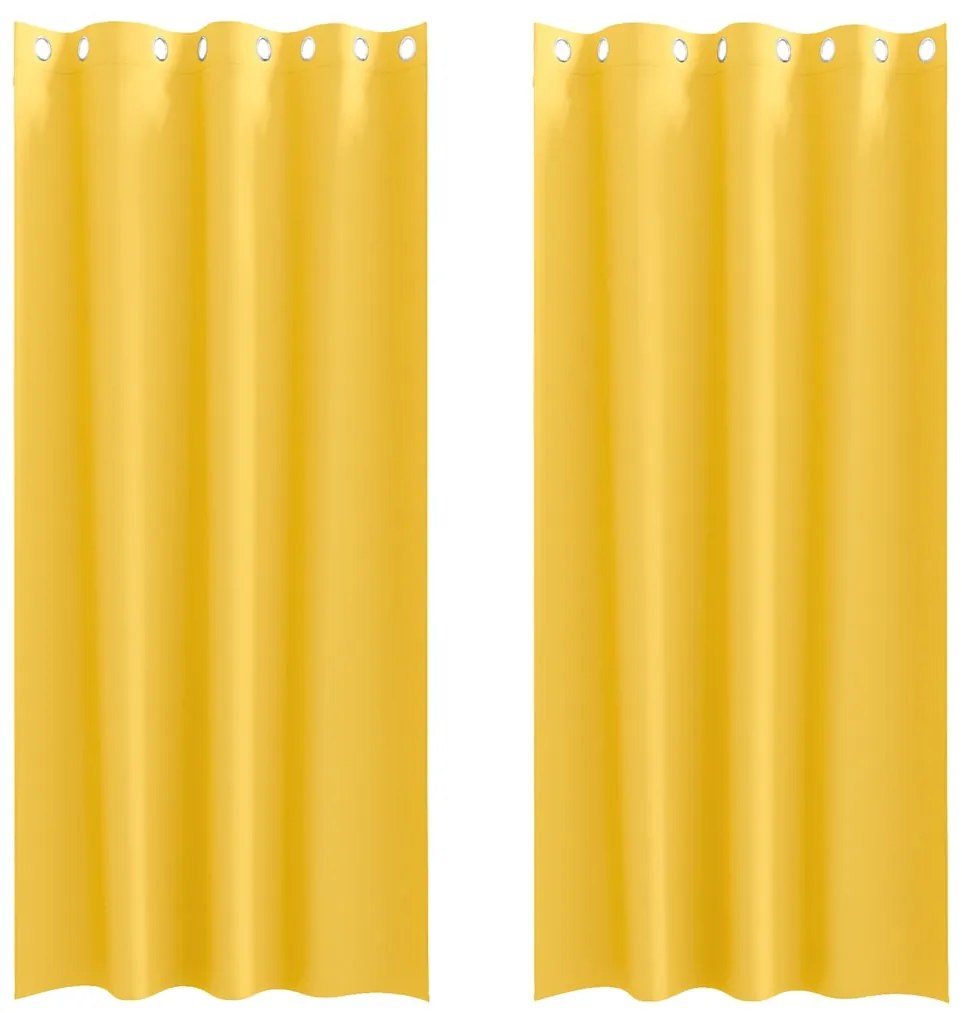 vidaXL Κουρτίνες με κουρτίνες 2 pcs κίτρινο μουσταρδί Πολυεστέρας