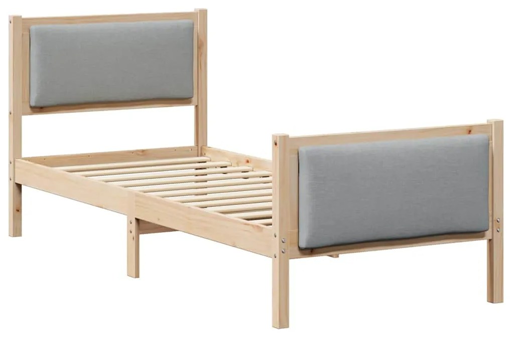 vidaXL Σκελετός Κρεβατιού με κεφαλάρι Ανοιχτό γκρι 75 x 190 cm ύφασμα