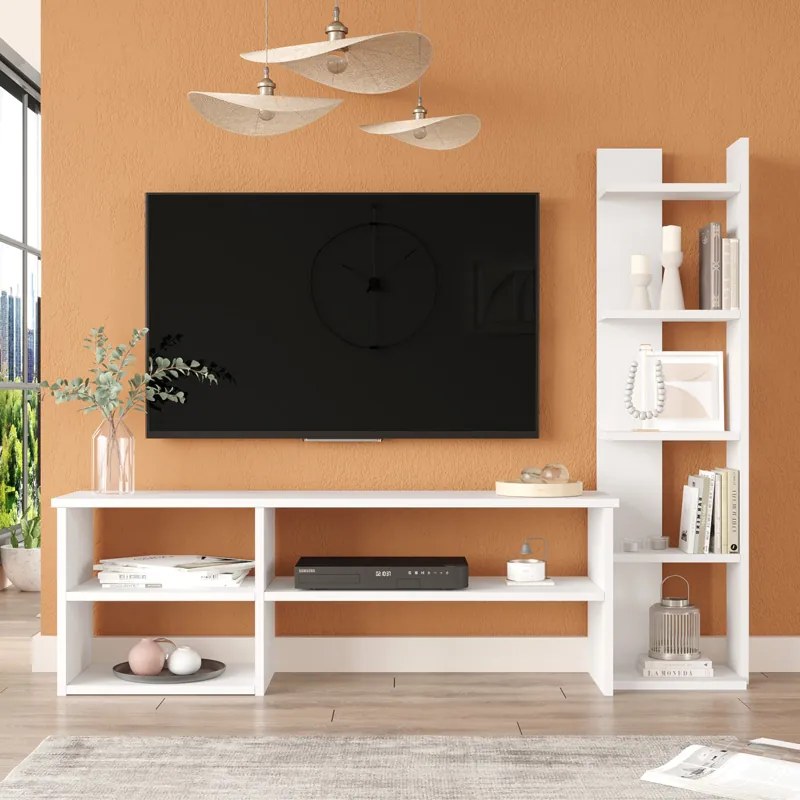 Σύνθετο σαλονιού Perla pakoworld σε λευκή απόχρωση 120x29.5x41,8εκ (1 τεμάχια)