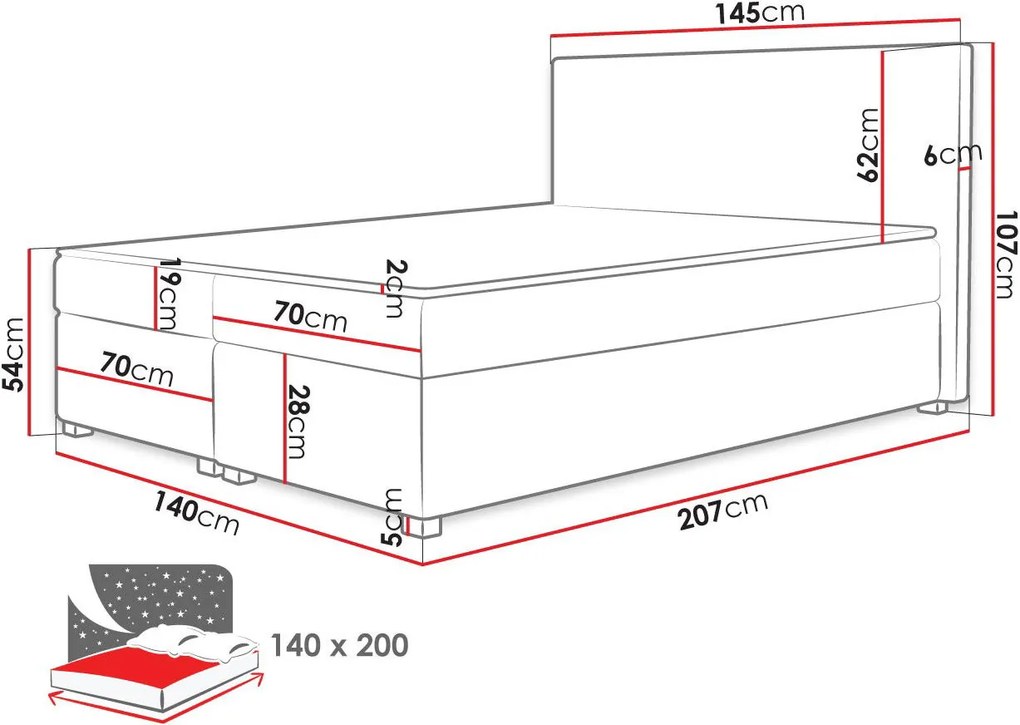Επενδυμένο κρεβάτι Simple-Kafe-140 x 200