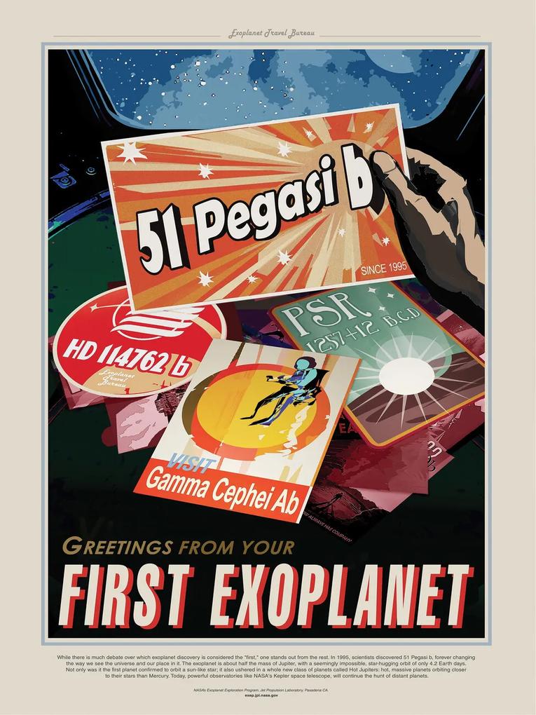 Εκτύπωση έργου τέχνης Greetings from your first Exoplanet (Retro Intergalactic Space Travel) NASA, (30 x 40 cm)
