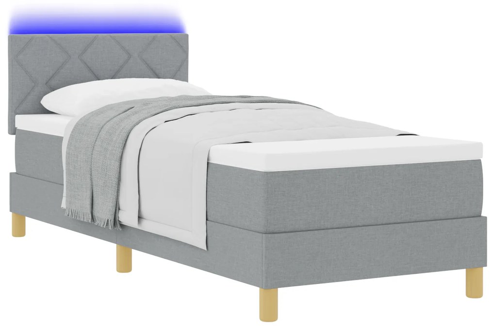 vidaXL Κρεβάτι με Βάση με Στρώμα & LED Ανοιχτό Γκρι 80x200 εκ Υφάσματος