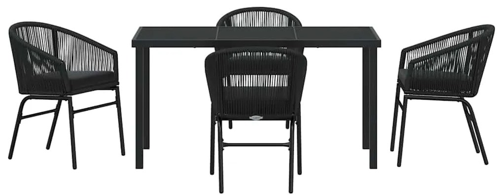 vidaXL Σέτ φαγητού για κήπο 5 pcs Μαύρο Χάλυβας με επίστρωση πούδρας