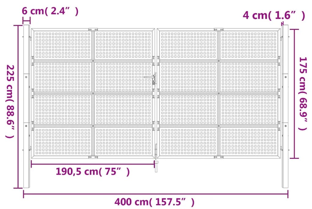 ΠΥΛΗ ΚΗΠΟΥ ΑΝΘΡΑΚΙ 400 X 225 ΕΚ. ΑΤΣΑΛΙΝΗ 154575