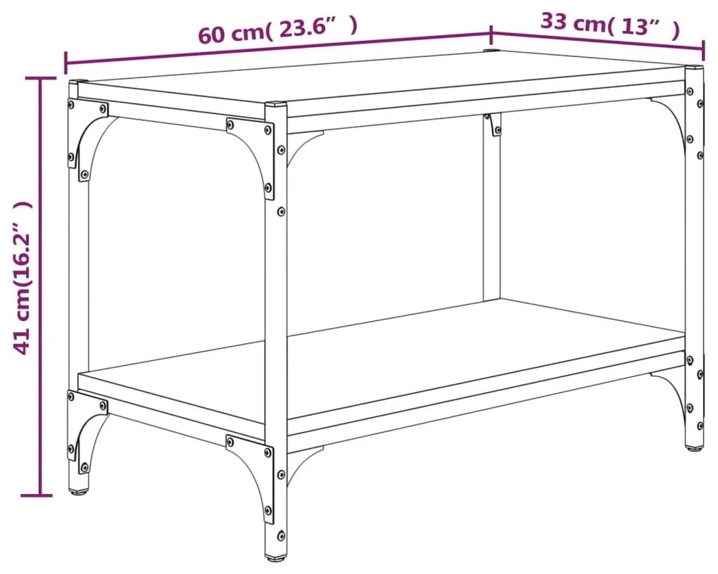 Έπιπλο Τηλεόρασης Καφέ Δρυς 60x33x41 εκ. Επεξ. Ξύλο &amp; Ατσάλι - Καφέ